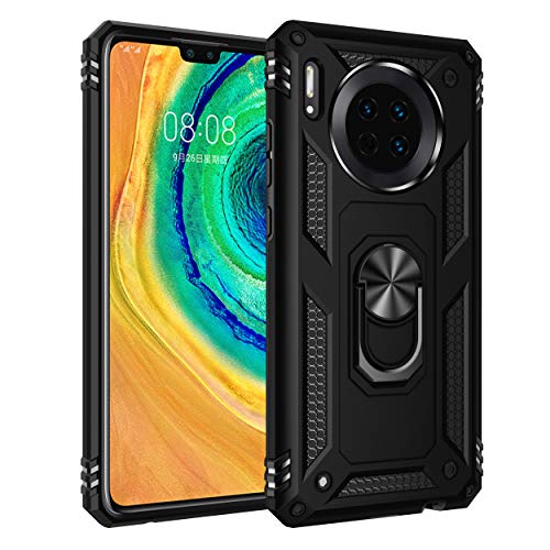 yanzi Kompatibel mit Huawei Mate 30 Smartphone Hülle(Schwarz)+3D Displayschutzfolie[Militär-Stoßfeste]-[Ständer] Schutzhülle Rugged Kratzfest Bumper Handyhülle für Huawei Mate 30-2019 von yanzi