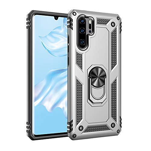 yanzi Kompatibel mit Huawei P30 Pro Smartphone Hülle(Silber)+9H Panzerfolie[Militär-Stoßfeste]-[Ständer] Schutzhülle Rugged Kratzfest Bumper Handyhülle für Huawei P30 Pro-2019 von yanzi