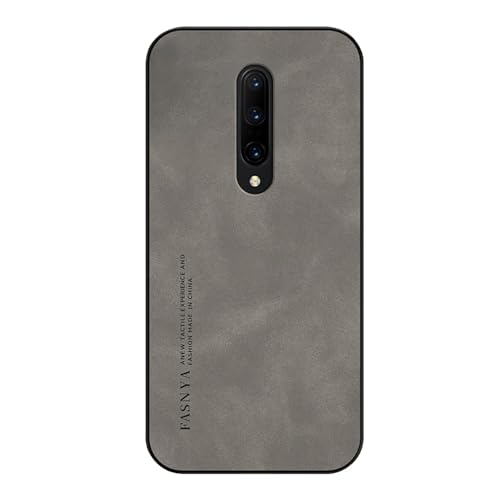 yanzi Kompatibel mit OnePlus 7Pro Smartphone Hülle(Grau) Handyhülle Ultra Thin Weiche TPU Silikon Bumper PU Leder Schutzhülle Stoßfeste Protection Case+3D Panzerfolie-2019 von yanzi