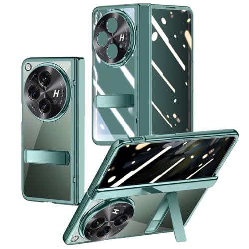 yanzi Kompatibel mit OnePlus Open Handyhülle(Transparent+Grün) Schutzhülle Ultra Dünne Hinge Protective Bumper Stoßfeste Protection Case Smartphone Hülle+3D Displayschutzfolie-2023 von yanzi