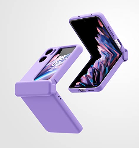 yanzi Kompatibel mit Oppo Find N2 Flip Handyhülle(Violett) Schutzhülle Ultra Dünne Matte Silikon Bumper Hinge Stoßfeste 360° Protection Case Smartphone Hülle+3D Displayschutzfolie-2022 von yanzi