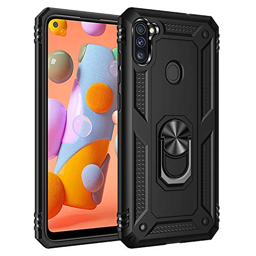 yanzi Kompatibel mit Samsung Galaxy A11/M11 Smartphone Hülle(Schwarz)+3D Displayschutzfolie[Militär-Stoßfeste]-[Ständer] Schutzhülle Rugged Kratzfest Bumper Handyhülle für Galaxy A11-2020 von yanzi