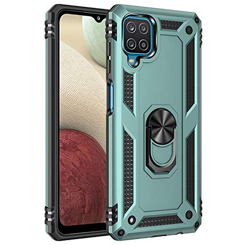 yanzi Kompatibel mit Samsung Galaxy A12/M12/F12 Smartphone Hülle(Grün)+3D Displayschutzfolie[Militär-Stoßfeste]-[Ständer] Schutzhülle Rugged Kratzfest Bumper Handyhülle für Galaxy A12-2020 von yanzi