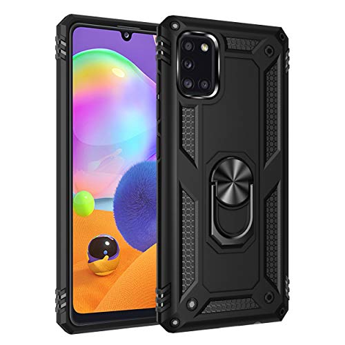 yanzi Kompatibel mit Samsung Galaxy A31 Smartphone Hülle(Schwarz)+3D Displayschutzfolie[Militär-Stoßfeste]-[Ständer] Schutzhülle Rugged Kratzfest Bumper Handyhülle für Galaxy A31-2020 von yanzi
