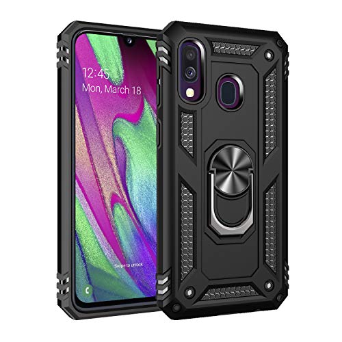 yanzi Kompatibel mit Samsung Galaxy A40 Smartphone Hülle(Schwarz)+9H Panzerfolie[Militär-Stoßfeste]-[Ständer] Schutzhülle Rugged Kratzfest Bumper Handyhülle für Samsung Galaxy A40-2019 von yanzi