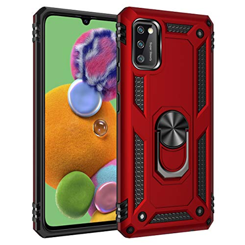 yanzi Kompatibel mit Samsung Galaxy A41 Smartphone Hülle(Rot)+3D Displayschutzfolie[Militär-Stoßfeste]-[Ständer] Schutzhülle Rugged Kratzfest Bumper Handyhülle für Galaxy A41-2020 von yanzi