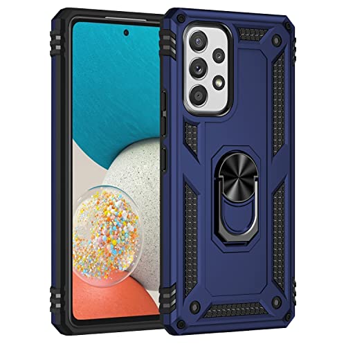 yanzi Kompatibel mit Samsung Galaxy A53-5G Smartphone Hülle(Blau)+3D Displayschutzfolie[Militär-Stoßfeste]-[Ständer] Schutzhülle Rugged Kratzfest Bumper Handyhülle für Galaxy A53-5G-2022 von yanzi