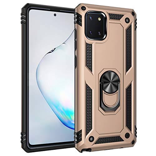yanzi Kompatibel mit Samsung Galaxy A81/M60s/Note 10lite Smartphone Hülle(Gold)+3D Displayschutzfolie[Militär-Stoßfeste]-[Ständer] Schutzhülle Rugged Kratzfest Bumper Handyhülle für Galaxy A81-2020 von yanzi