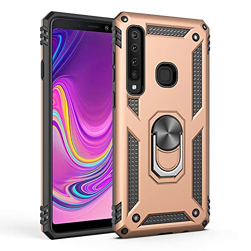yanzi Kompatibel mit Samsung Galaxy A9/A9s Smartphone Hülle(Gold)+3D Displayschutzfolie[Militär-Stoßfeste]-[Ständer] Schutzhülle Rugged Kratzfest Bumper Handyhülle für Galaxy A9-2018 von yanzi