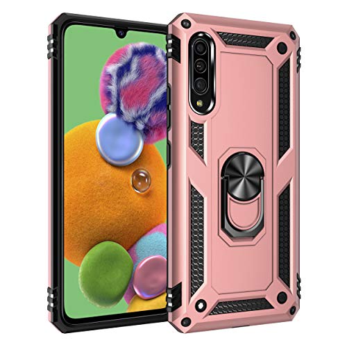 yanzi Kompatibel mit Samsung Galaxy A90-5G Smartphone Hülle(Roségold)+9H Panzerfolie[Militär-Stoßfeste]-[Ständer] Schutzhülle Rugged Kratzfest Bumper Handyhülle für Samsung Galaxy A90-5G-2019 von yanzi