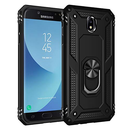 yanzi Kompatibel mit Samsung Galaxy J7/J7 Pro Smartphone Hülle(Schwarz)+3D Displayschutzfolie[Militär-Stoßfeste]-[Ständer] Schutzhülle Rugged Kratzfest Bumper Handyhülle für Galaxy J7-2017 von yanzi