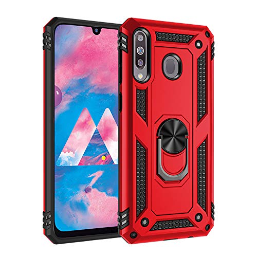 yanzi Kompatibel mit Samsung Galaxy M30/A40s Smartphone Hülle(Rot)+3D Displayschutzfolie[Militär-Stoßfeste]-[Ständer] Schutzhülle Rugged Kratzfest Bumper Handyhülle für Galaxy M30-2019 von yanzi
