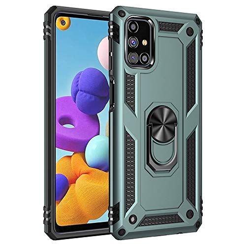 yanzi Kompatibel mit Samsung Galaxy M31s Smartphone Hülle(Grün)+3D Displayschutzfolie[Militär-Stoßfeste]-[Ständer] Schutzhülle Rugged Kratzfest Bumper Handyhülle für Galaxy M31s-2020 von yanzi