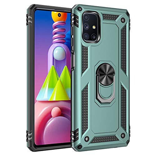 yanzi Kompatibel mit Samsung Galaxy M51 Smartphone Hülle(Grün)+3D Displayschutzfolie[Militär-Stoßfeste]-[Ständer] Schutzhülle Rugged Kratzfest Bumper Handyhülle für Galaxy M51-2022 von yanzi