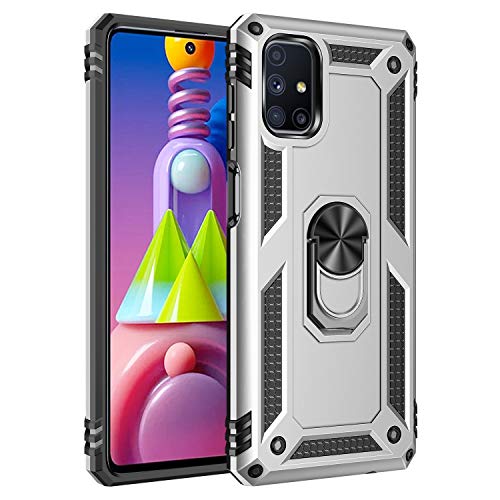 yanzi Kompatibel mit Samsung Galaxy M51 Smartphone Hülle(Silber)+3D Displayschutzfolie[Militär-Stoßfeste]-[Ständer] Schutzhülle Rugged Kratzfest Bumper Handyhülle für Galaxy M51-2022 von yanzi