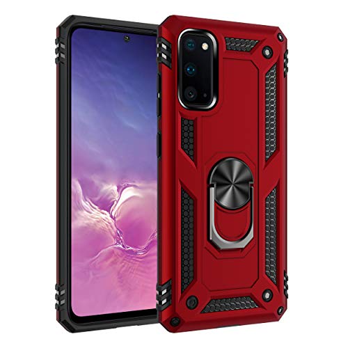 yanzi Kompatibel mit Samsung Galaxy S20 Smartphone Hülle(Rot)+3D Displayschutzfolie[Militär-Stoßfeste]-[Ständer] Schutzhülle Rugged Kratzfest Bumper Handyhülle für Galaxy S20-2020 von yanzi