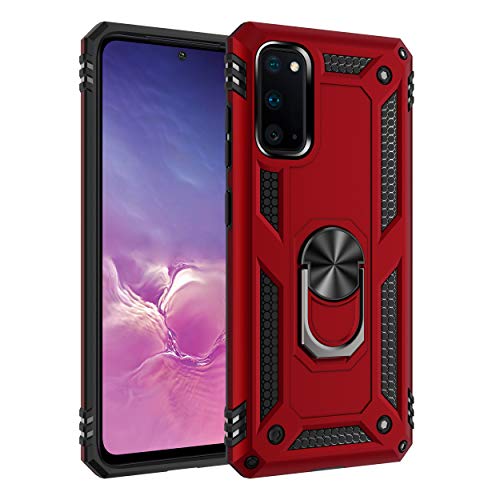 yanzi Kompatibel mit Samsung Galaxy S20 Smartphone Hülle(Rot)+9H Panzerfolie[Militär-Stoßfeste]-[Ständer] Schutzhülle Rugged Kratzfest Bumper Handyhülle für Samsung Galaxy S20-2020 von yanzi