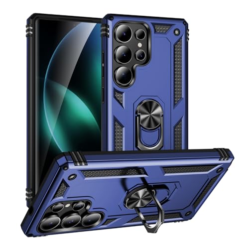 yanzi Kompatibel mit Samsung Galaxy S25 Ultra Smartphone Hülle(Blau)+3D Displayschutzfolie[Militär-Stoßfeste]-[Ständer] Schutzhülle Rugged Kratzfest Bumper Handyhülle für Galaxy S25 Ultra-2025 von yanzi