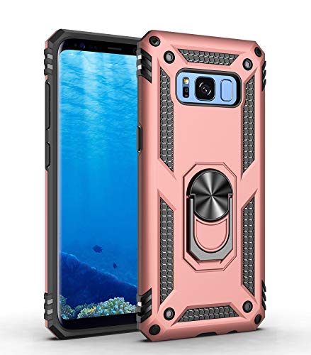 yanzi Kompatibel mit Samsung Galaxy S8 Smartphone Hülle(Roségold)+3D Displayschutzfolie[Militär-Stoßfeste]-[Ständer] Schutzhülle Rugged Kratzfest Bumper Handyhülle für Galaxy S8-2017 von yanzi