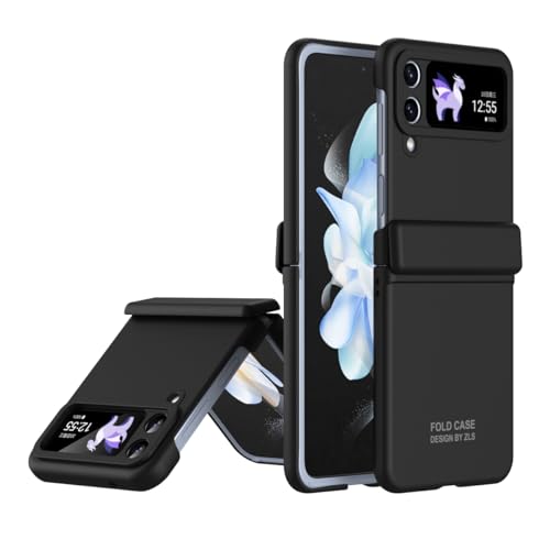 yanzi Kompatibel mit Samsung Galaxy Z Flip 4-5G Hülle(2022)+3D Panzerfolie[Ultra Dünne]-[Klapphülle]-[Stoßfeste] Hart PC Schutzhülle Handyhülle für Samsung Galaxy Z Flip 4-Schwarz von yanzi