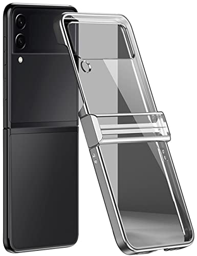 yanzi Kompatibel mit Samsung Galaxy Z Flip 4-5G Handyhülle(Transparent+Argent) Schutzhülle Ultra Dünne Hinge Protective Bumper Stoßfeste Protection Case Smartphone Hülle+3D Displayschutzfolie-2022 von yanzi
