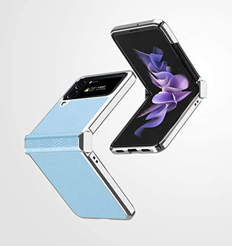 yanzi Kompatibel mit Samsung Galaxy Z Flip 4-5G Hülle(2022)+9H Panzerfolie[Ultra Dünne]-[Klapphülle]-[Stoßfeste] Leder All-Inclusive Schutzhülle Handyhülle für Galaxy Z Flip 4-Blau von yanzi