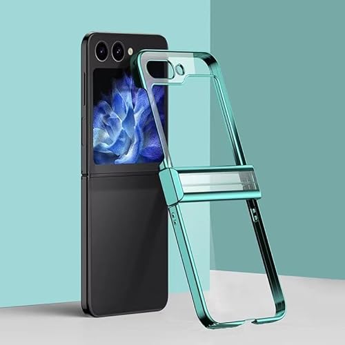 yanzi Kompatibel mit Samsung Galaxy Z Flip 5-5G Handyhülle(Transparent+Grün) Schutzhülle Ultra Dünne Hinge Protective Bumper Stoßfeste Protection Case Smartphone Hülle+3D Displayschutzfolie-2023 von yanzi