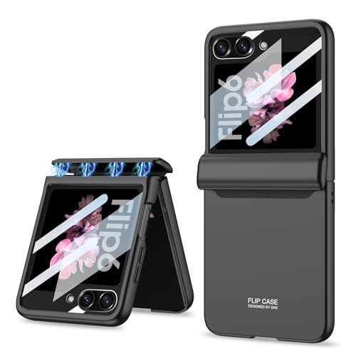 yanzi Kompatibel mit Samsung Galaxy Z Flip 6-5G Handyhülle(Schwarz) Schutzhülle Ultra Dünne TPU Bumper Hinge Protective Stoßfeste 360° Protection Case Smartphone Hülle+3D Displayschutzfolie-2024 von yanzi