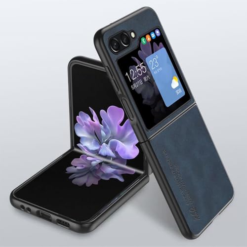 yanzi Kompatibel mit Samsung Galaxy Z Flip 6-5G Smartphone Hülle(Blau) Handyhülle Ultra Thin Weiche TPU Silikon Bumper PU Leder Schutzhülle Stoßfeste Protection Case+3D Panzerfolie-2024 von yanzi