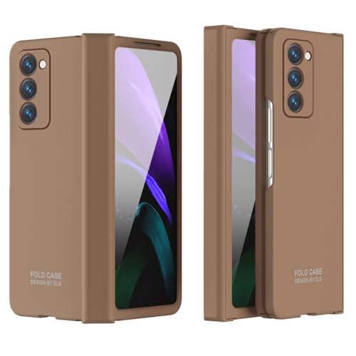 yanzi Kompatibel mit Samsung Galaxy Z Fold 2-5G Hülle(2020)+3D Panzerfolie[Ultra Dünne]-[Klapphülle]-[Stoßfeste] Hart PC Schutzhülle Handyhülle für Samsung Galaxy Z Fold 2-Braun von yanzi