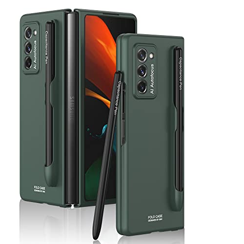 yanzi Kompatibel mit Samsung Galaxy Z Fold 2-5G Hülle(2020)+9H Panzerfolie[Ultra Dünne]-[S Pen]-[Stoßfeste] Hart PC Schutzhülle Handyhülle für Samsung Galaxy Z Fold 2-Grün von yanzi