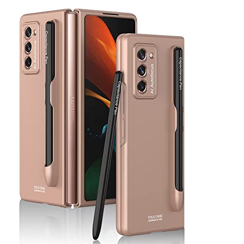 yanzi Kompatibel mit Samsung Galaxy Z Fold 2-5G Hülle(2020)+9H Panzerfolie[Ultra Dünne]-[S Pen]-[Stoßfeste] Hart PC Schutzhülle Handyhülle für Samsung Galaxy Z Fold 2-Roségold von yanzi