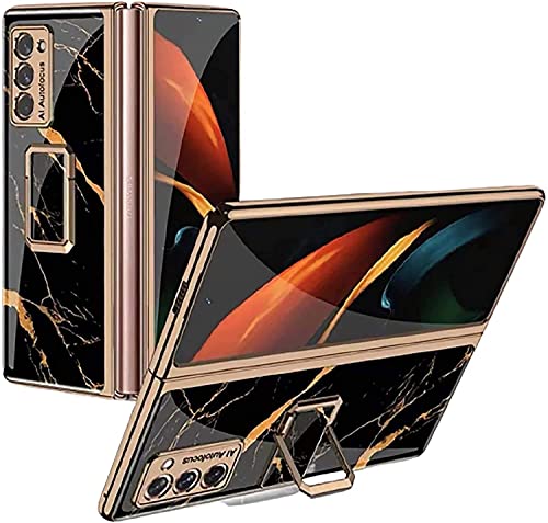 yanzi Kompatibel mit Samsung Galaxy Z Fold 2-5G Coque(2020) Schutzhülle Ultra Dünne 9H Glas Ständer TPU Bumper Stoßfeste 360° Protection Case Smartphone Hülle+3D Displayschutzfolie-Multicolore-2 von yanzi