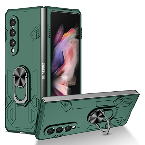 yanzi Kompatibel mit Samsung Galaxy Z Fold 3-5G Smartphone Hülle(Grün)+3D Displayschutzfolie[Militär-Stoßfeste]-[Ständer] Schutzhülle Rugged Kratzfest Bumper Handyhülle für Galaxy Z Fold 3-2021 von yanzi