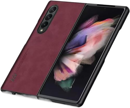 yanzi Kompatibel mit Samsung Galaxy Z Fold 3-5G Smartphone Hülle(Rot) Handyhülle Ultra Thin Weiche TPU Silikon Bumper PU Leder Schutzhülle Stoßfeste Protection Case+3D Panzerfolie-2021 von yanzi