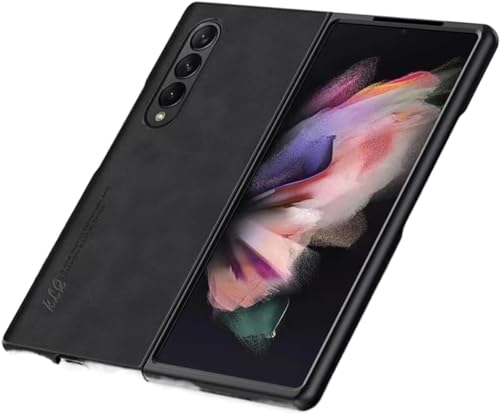 yanzi Kompatibel mit Samsung Galaxy Z Fold 3-5G Smartphone Hülle(Schwarz) Handyhülle Ultra Thin Weiche TPU Silikon Bumper PU Leder Schutzhülle Stoßfeste Protection Case+3D Panzerfolie-2021 von yanzi
