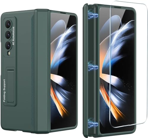 yanzi Kompatibel mit Samsung Galaxy Z Fold 4-5G Handyhülle(Grün) Schutzhülle Ultra Dünne Matte TPU Silikon Ständer Bumper Stoßfeste Protection Case Smartphone Hülle+3D Displayschutzfolie-2022 von yanzi