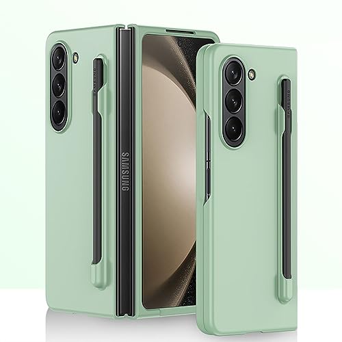 yanzi Kompatibel mit SamSung Galaxy Z Fold 5-5G Handyhülle(Matcha Grün)Schutzhülle S Pen Halter Ultra Dünne Matte TPU Bumper Stoßfeste 360° Protection Smartphone Case Hülle+3D Displayschutzfolie-2023 von yanzi