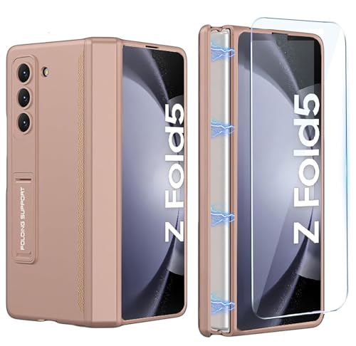 yanzi Kompatibel mit Samsung Galaxy Z Fold 5-5G Hülle(2023)+3D Panzerfolie[Militär-Stoßfeste]-[Ständer] Magnetisch All-Inclusive Rugged Kratzfest Schutzhülle Handyhülle für Galaxy Z Fold 5-Roségold von yanzi