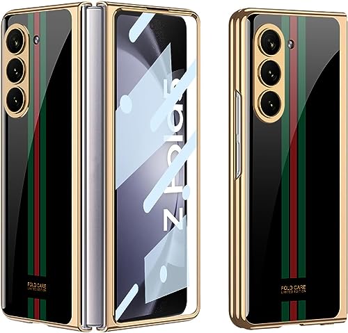 yanzi Kompatibel mit Samsung Galaxy Z Fold 5-5G Coque(2023) Schutzhülle Ultra Dünne 9H Glas TPU Bumper Stoßfeste 360° Protection Case Smartphone Hülle+3D Displayschutzfolie-Multicolore-12 von yanzi