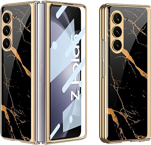 yanzi Kompatibel mit Samsung Galaxy Z Fold 5-5G Coque(2023) Schutzhülle Ultra Dünne 9H Glas TPU Bumper Stoßfeste 360° Protection Case Smartphone Hülle+3D Displayschutzfolie-Multicolore-1 von yanzi