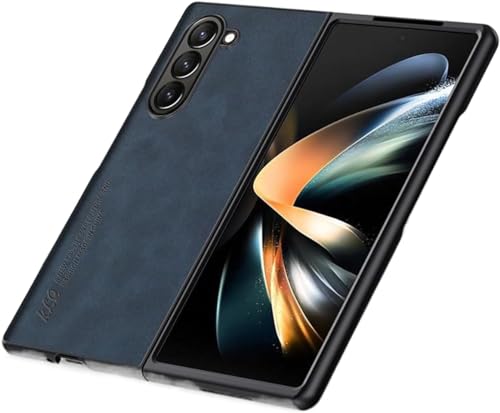 yanzi Kompatibel mit Samsung Galaxy Z Fold 5-5G Smartphone Hülle(Blau) Handyhülle Ultra Thin Weiche TPU Silikon Bumper PU Leder Schutzhülle Stoßfeste Protection Case+3D Panzerfolie-2023 von yanzi