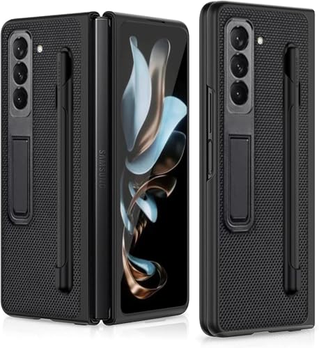 yanzi Kompatibel mit Samsung Galaxy Z Fold 6-5G Handyhülle(Schwarz) Schutzhülle S Pen Halter PU Leder Ständer Bumper Stoßfeste 360° Protection Smartphone Case Hülle+3D Displayschutzfolie-2024 von yanzi