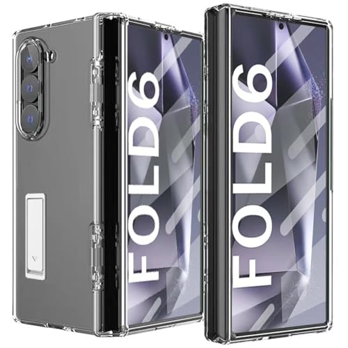 yanzi Kompatibel mit Samsung Galaxy Z Fold 6-5G Handyhülle(Transparent) Schutzhülle Ultra Dünne Matte TPU Silikon Ständer Bumper Stoßfeste Protection Case Smartphone Hülle+3D Displayschutzfolie-2024 von yanzi