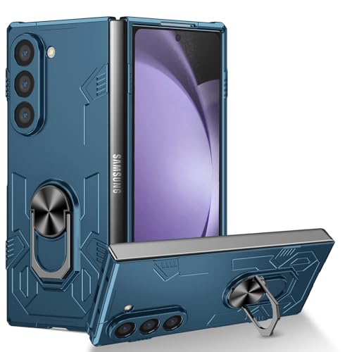 yanzi Kompatibel mit Samsung Galaxy Z Fold 6-5G Smartphone Hülle(Blau)+3D Displayschutzfolie[Militär-Stoßfeste]-[Ständer] Schutzhülle Rugged Kratzfest Bumper Handyhülle für Galaxy Z Fold 6-2024 von yanzi