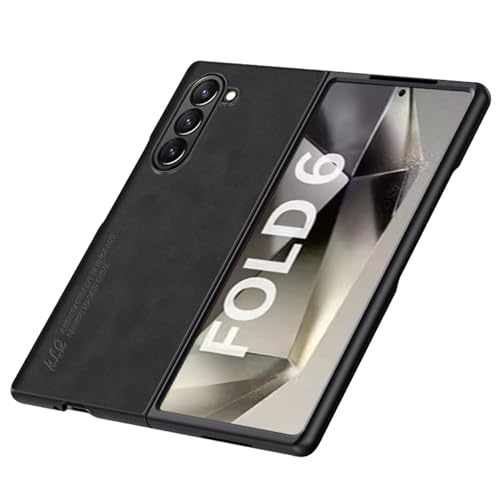 yanzi Kompatibel mit Samsung Galaxy Z Fold 6-5G Smartphone Hülle(Schwarz) Handyhülle Ultra Thin Weiche TPU Silikon Bumper PU Leder Schutzhülle Stoßfeste Protection Case+3D Panzerfolie-2024 von yanzi