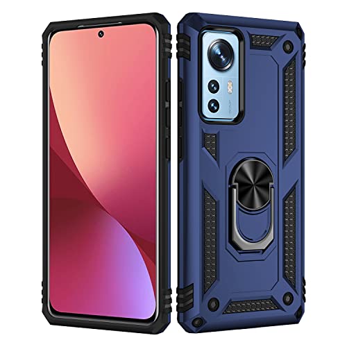 yanzi Kompatibel mit XiaoMi 12T/12T Pro/Redmi K50 Ultra Smartphone Hülle(Blau)+3D Displayschutzfolie[Militär-Stoßfeste]-[Ständer] Schutzhülle Rugged Kratzfest Bumper Handyhülle-2021 von yanzi
