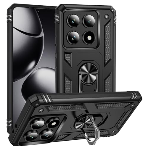 yanzi Kompatibel mit XiaoMi 14T Pro Smartphone Hülle(Schwarz)+3D Displayschutzfolie[Militär-Stoßfeste]-[Ständer] Schutzhülle Rugged Kratzfest Bumper Handyhülle für XiaoMi 14T Pro-2024 von yanzi