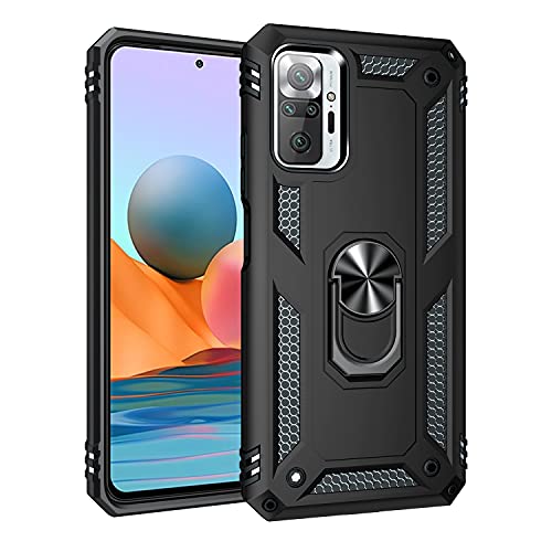 yanzi Kompatibel mit XiaoMi Redmi Note 10Pro/Redmi Note 10Pro Max Smartphone Hülle(Schwarz)+3D Displayschutzfolie[Militär-Stoßfeste]-[Ständer] Schutzhülle Rugged Kratzfest Bumper Handyhülle-2020 von yanzi