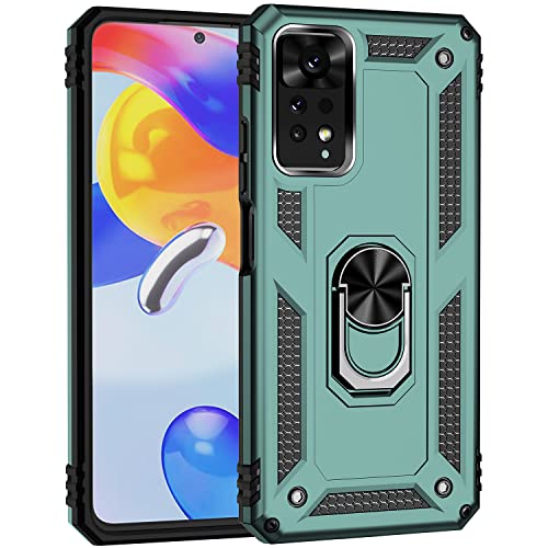 yanzi Kompatibel mit XiaoMi Redmi Note 11Pro Smartphone Hülle(Grün)+9H Panzerfolie[Militär-Stoßfeste]-[Ständer] Schutzhülle Rugged Kratzfest Bumper Handyhülle-2021 von yanzi